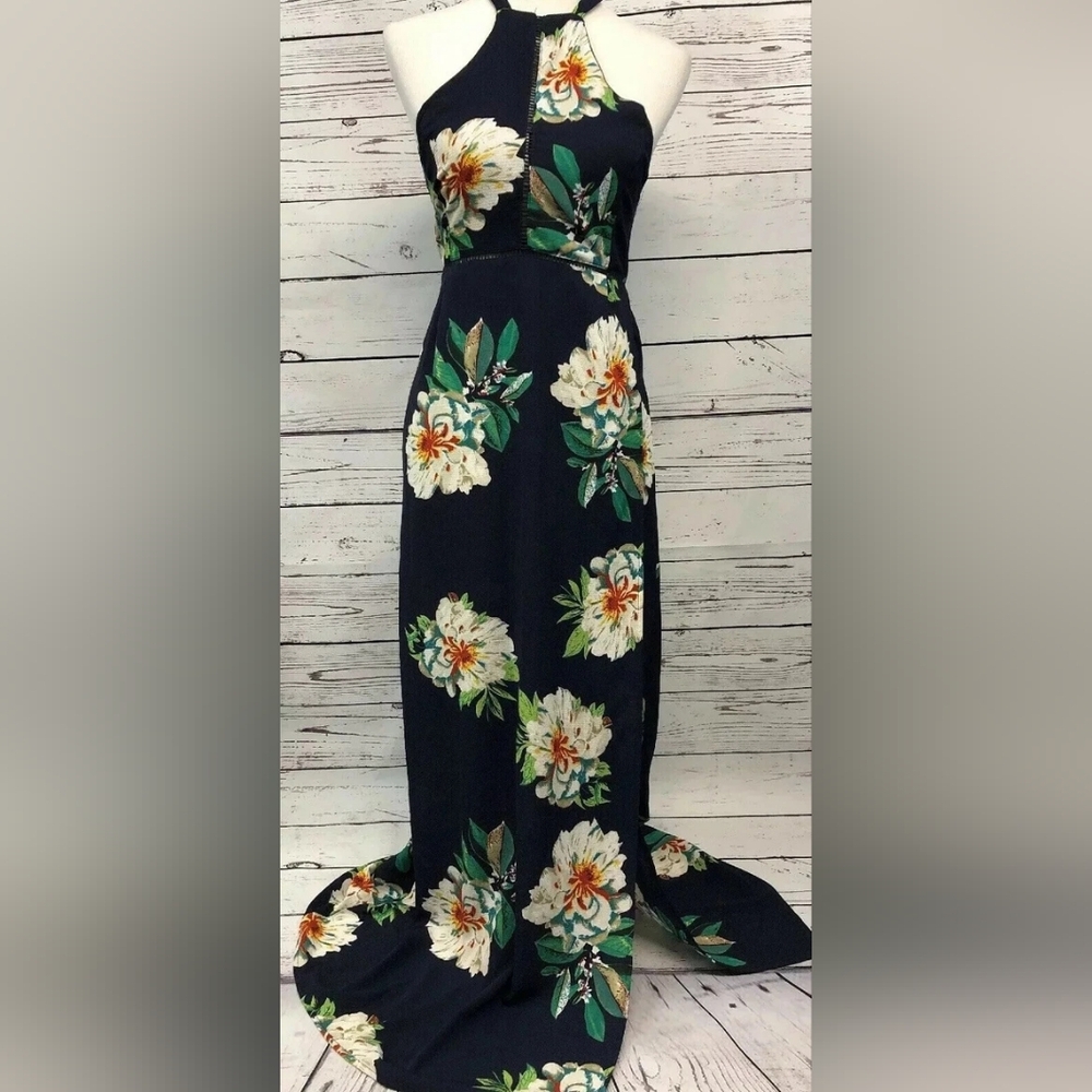 MISSLOOK Navy Halter Maxi Dress